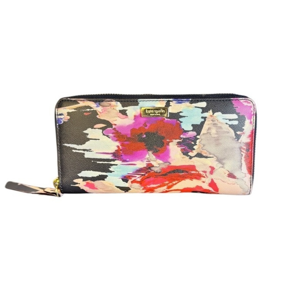 Kate Spade Neda Laurel Way Blurry Floral Print Zip Around Wristlet Wallet Clutch
